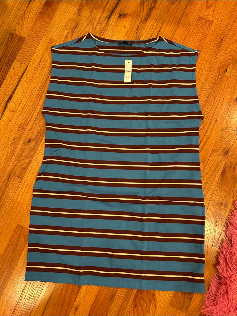 NWT J. Crew Teal and Brown Striped Sleeveless Tank